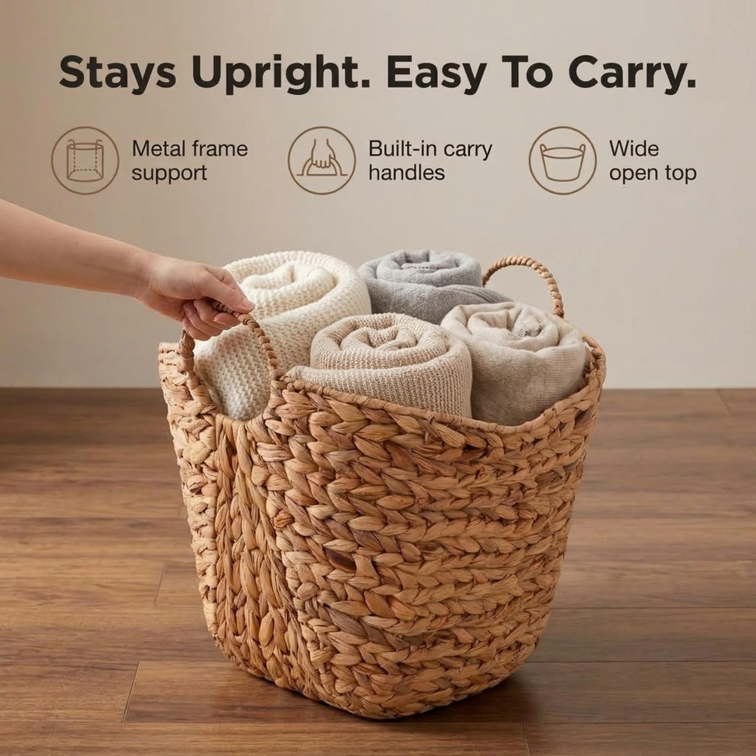 Tall Water Hyacinth Storage Basket ML-4002