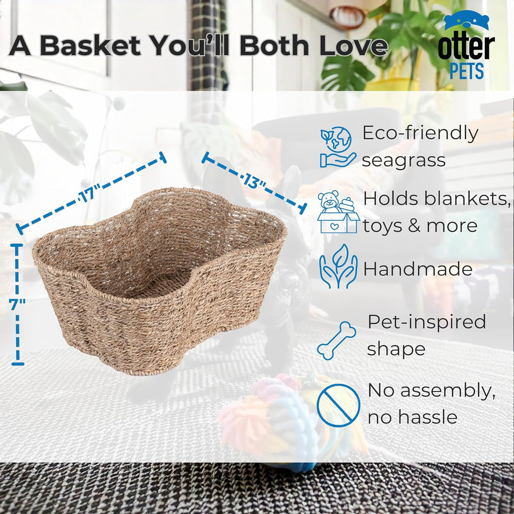 Bone Shaped Seagrass Pet Storage Basket