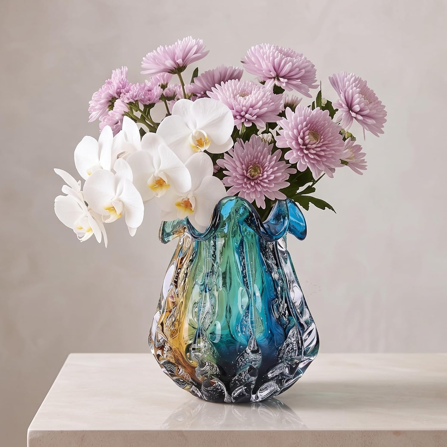 Colorful Gradient Art Glass Flower Vase