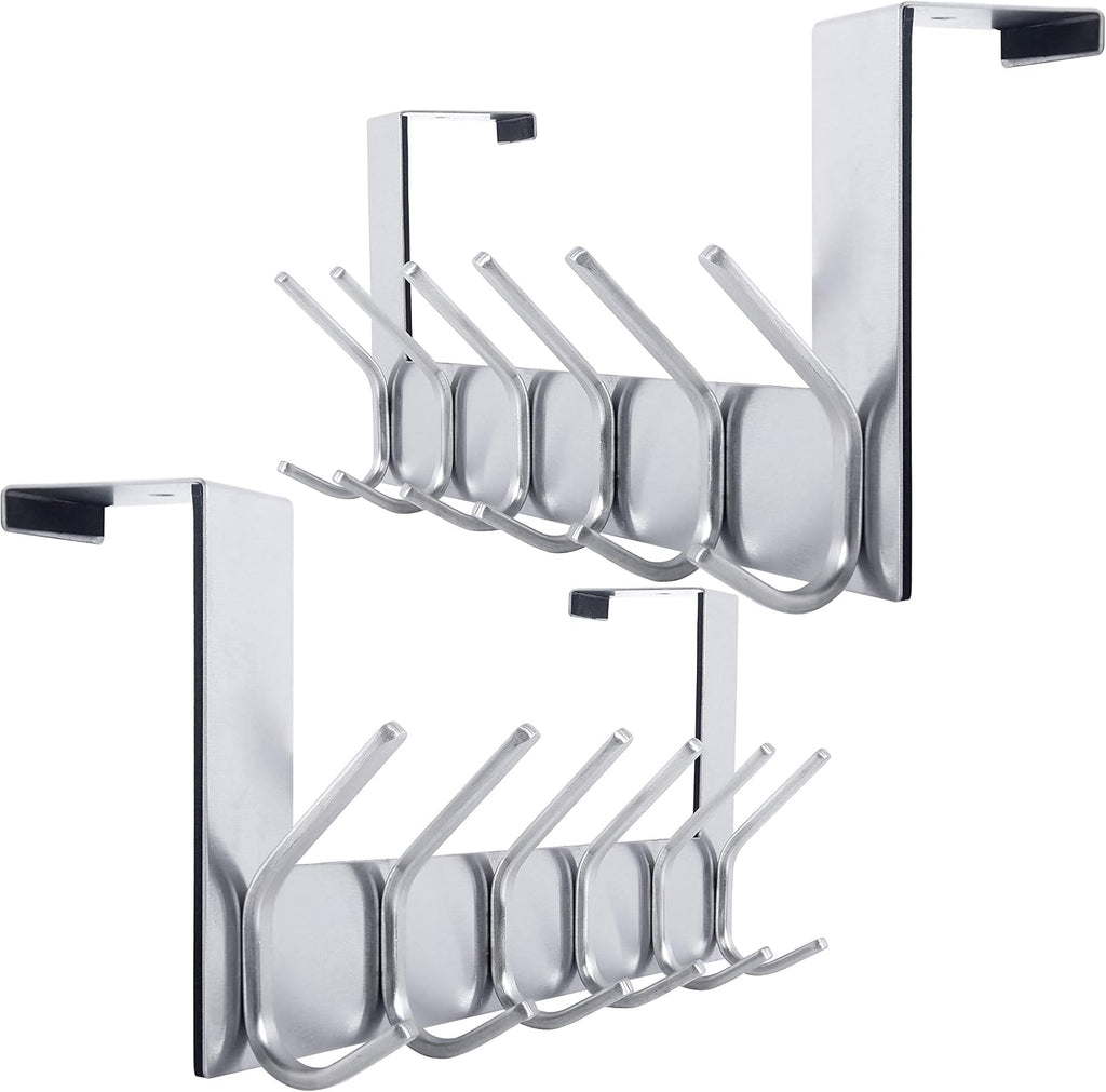 6 Hooks Silver Door Hanger 2 Pack