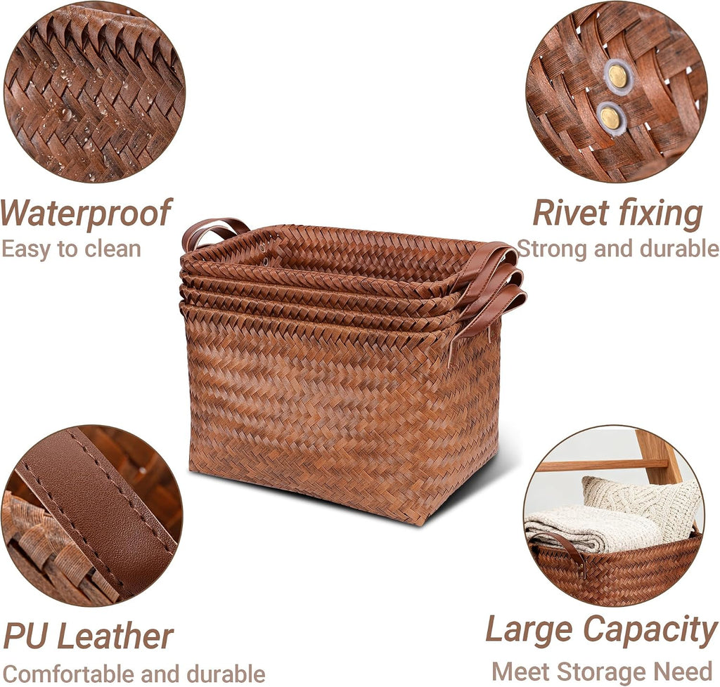 15L Brown Waterproof Storage Bins 4 Pack