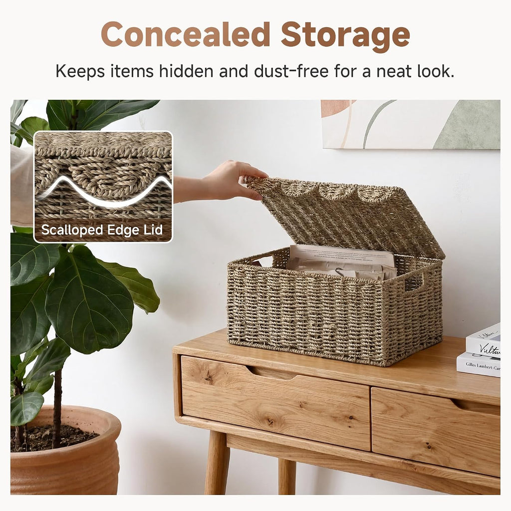 Scalloped Edge Seagrass Storage Basket