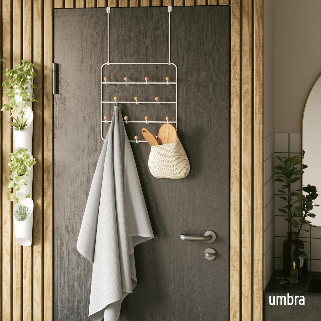 White Natural Multi Door Coat Rack