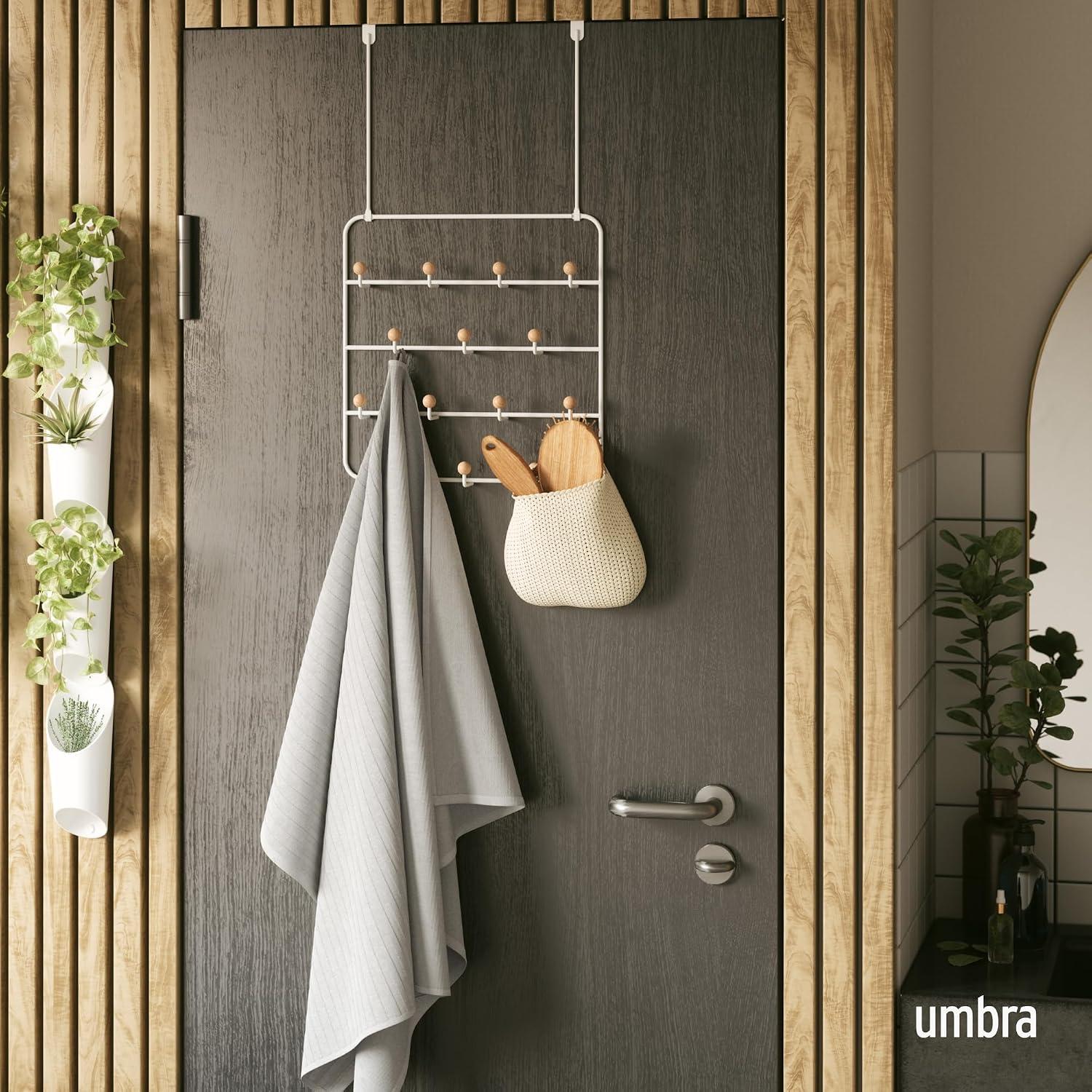 White Natural Multi Door Coat Rack