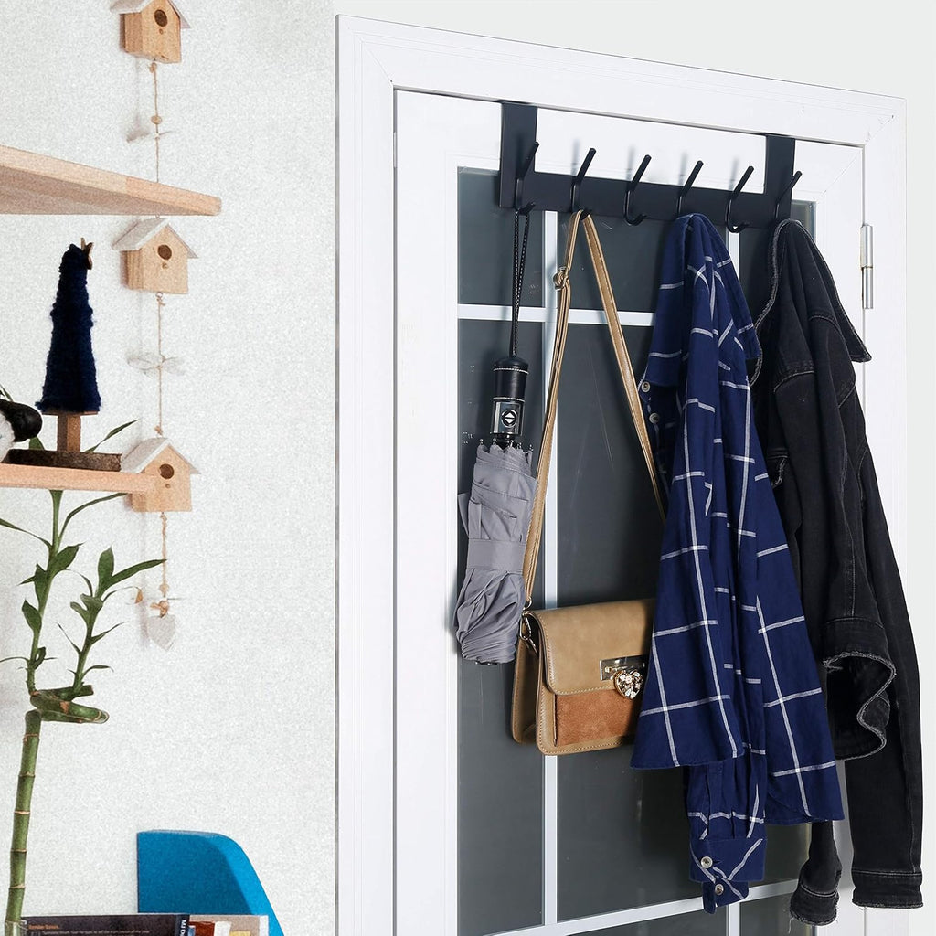 6 Hooks Black Door Hanger 2 Pack
