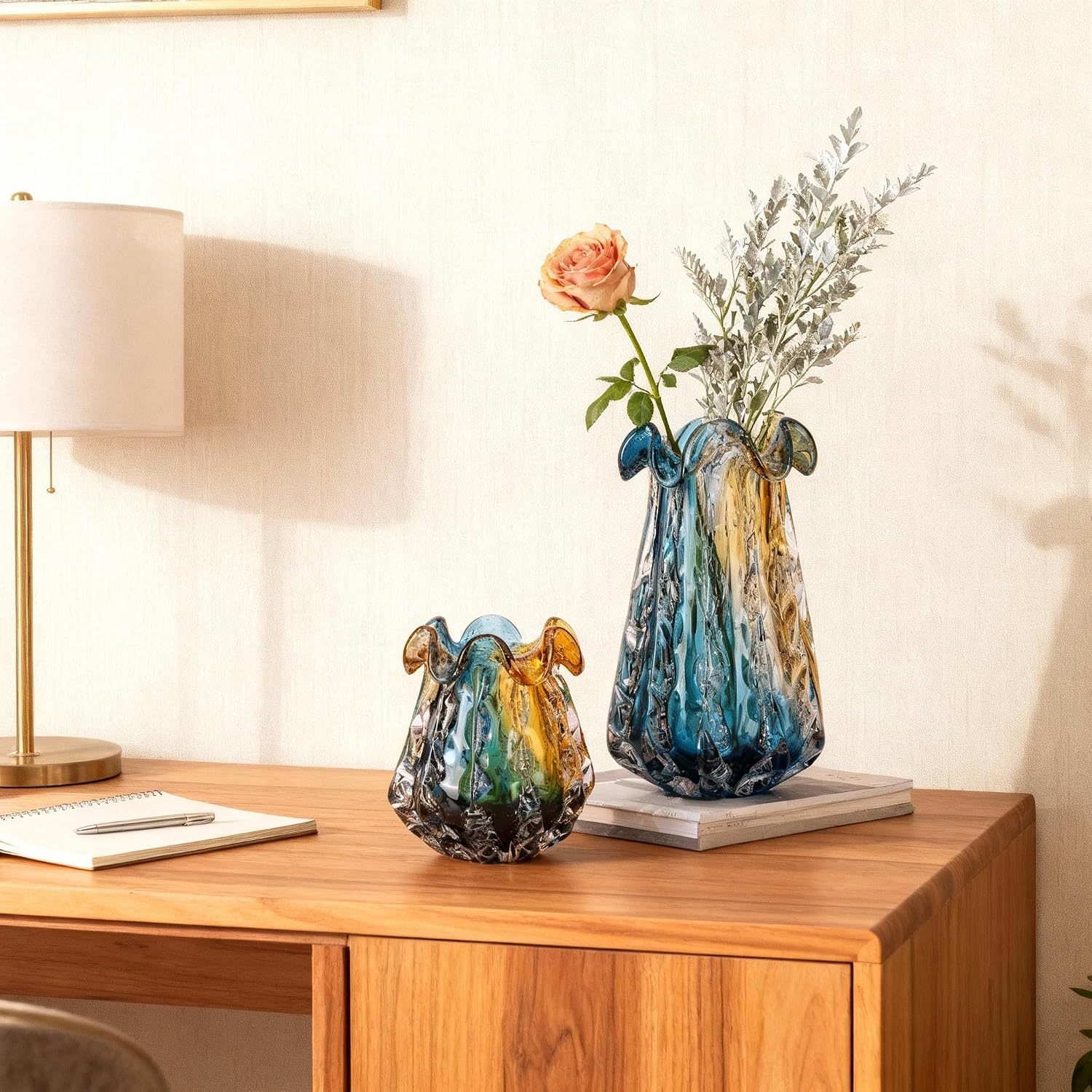 Colorful Gradient Art Glass Flower Vase