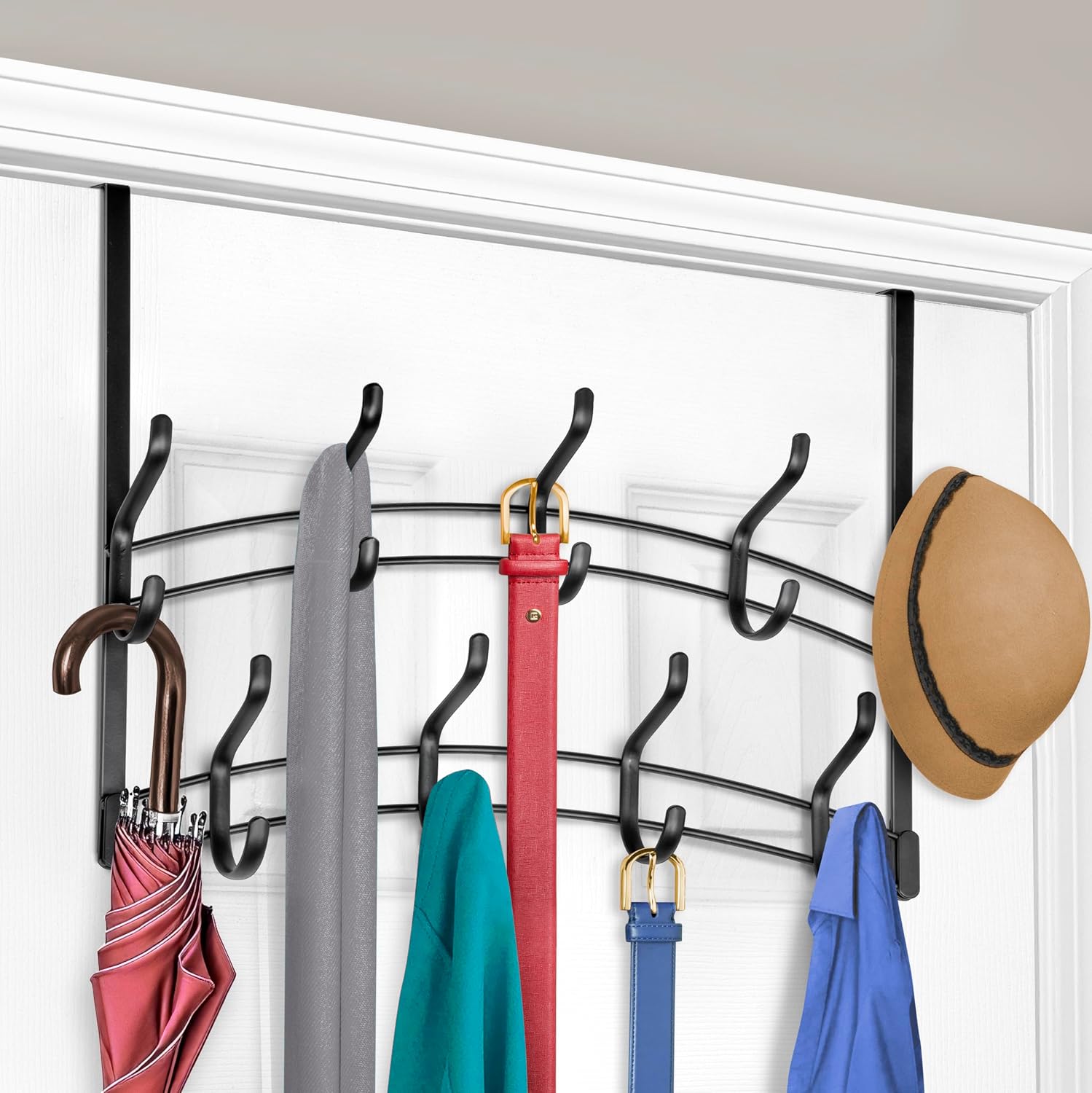 18 Hooks Black Door Hanger
