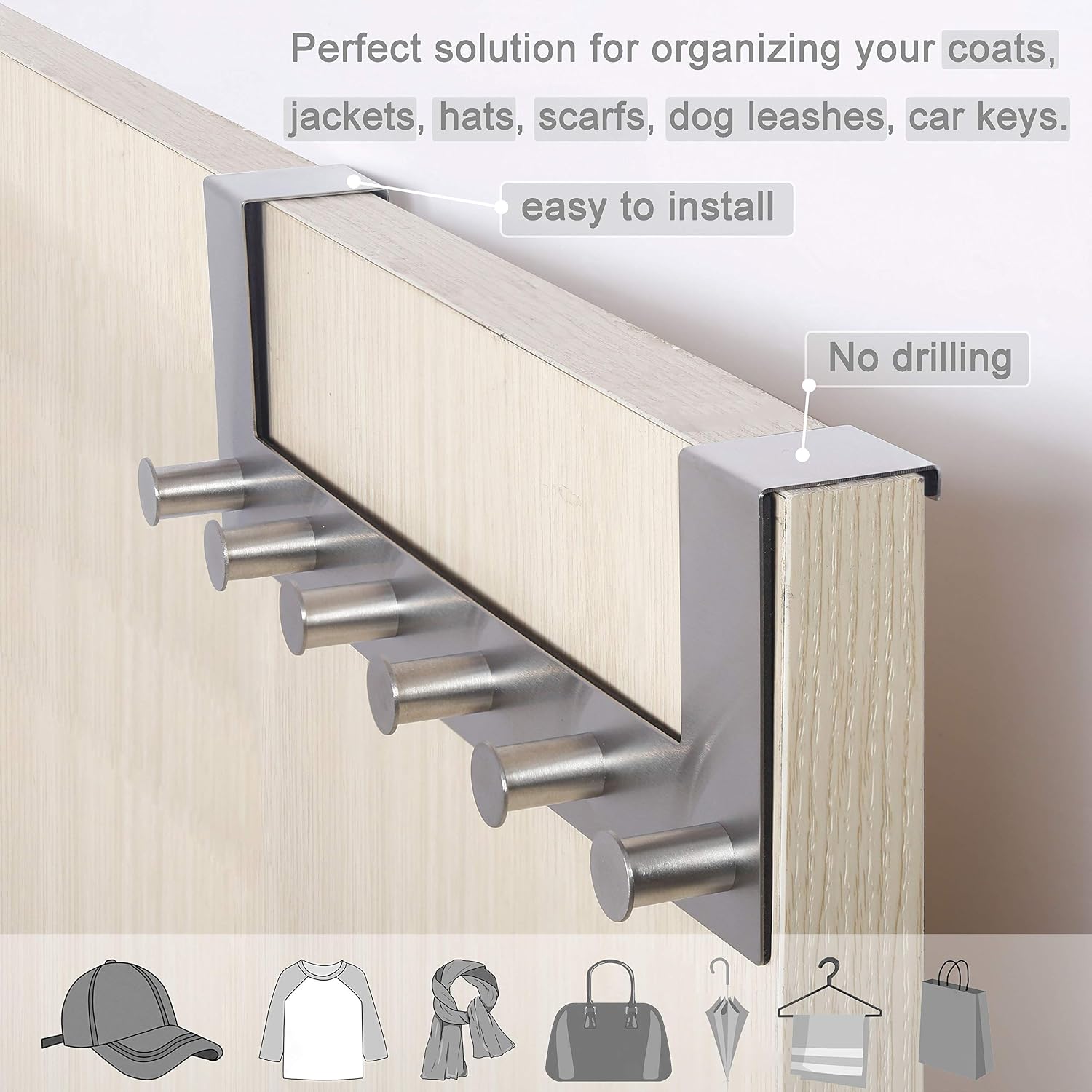 6 Hooks Over Door Hanger 2 Pack