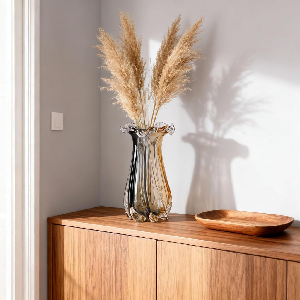 Amber Gradient Hand Blown Glass Vase