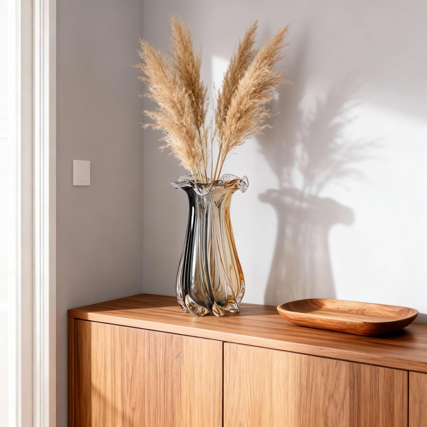 Amber Gradient Hand Blown Glass Vase