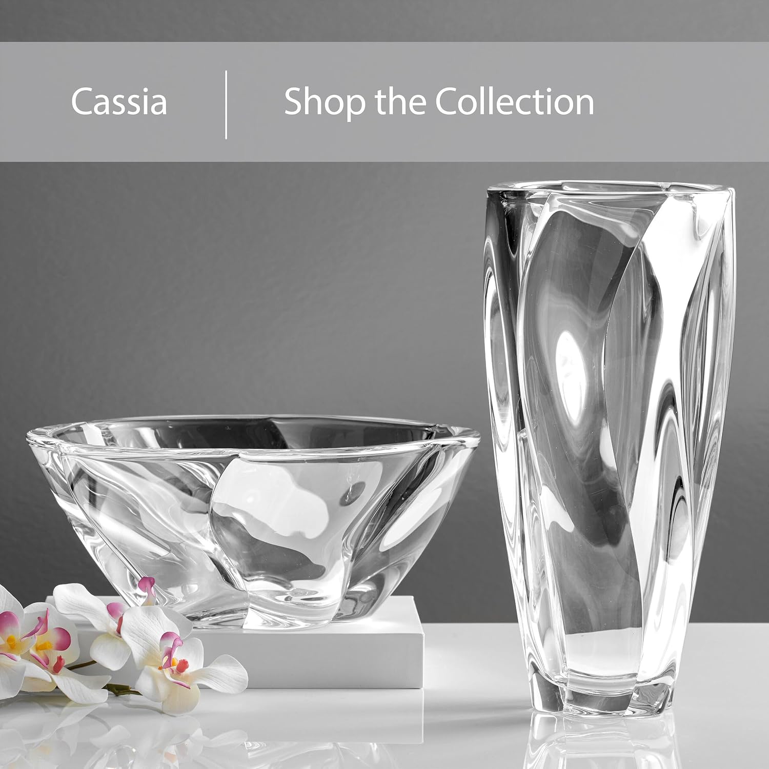 12 Inch Clear Crystal Flower Vase