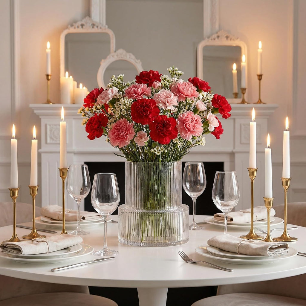 Clear Fluted Glass Flower Vase