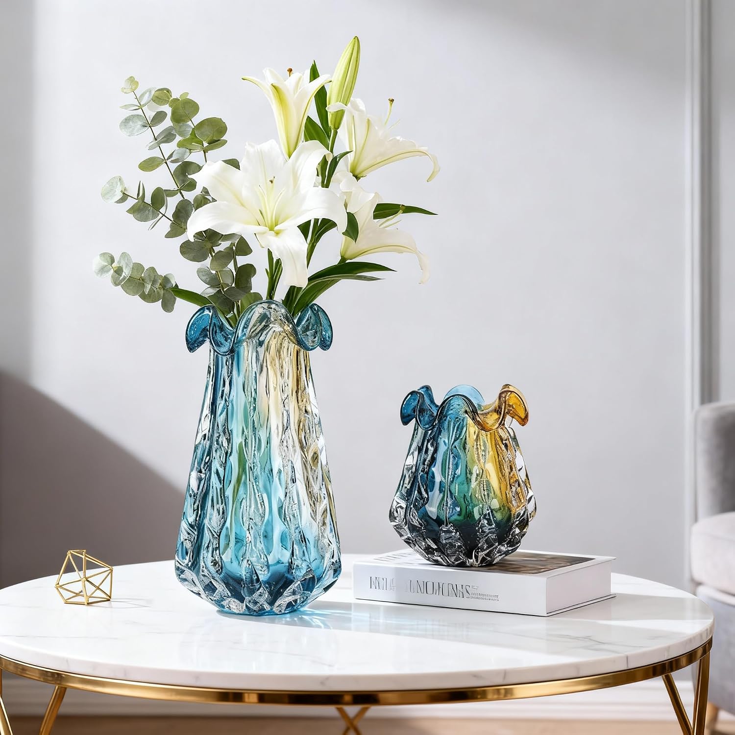 Colorful Gradient Art Glass Flower Vase