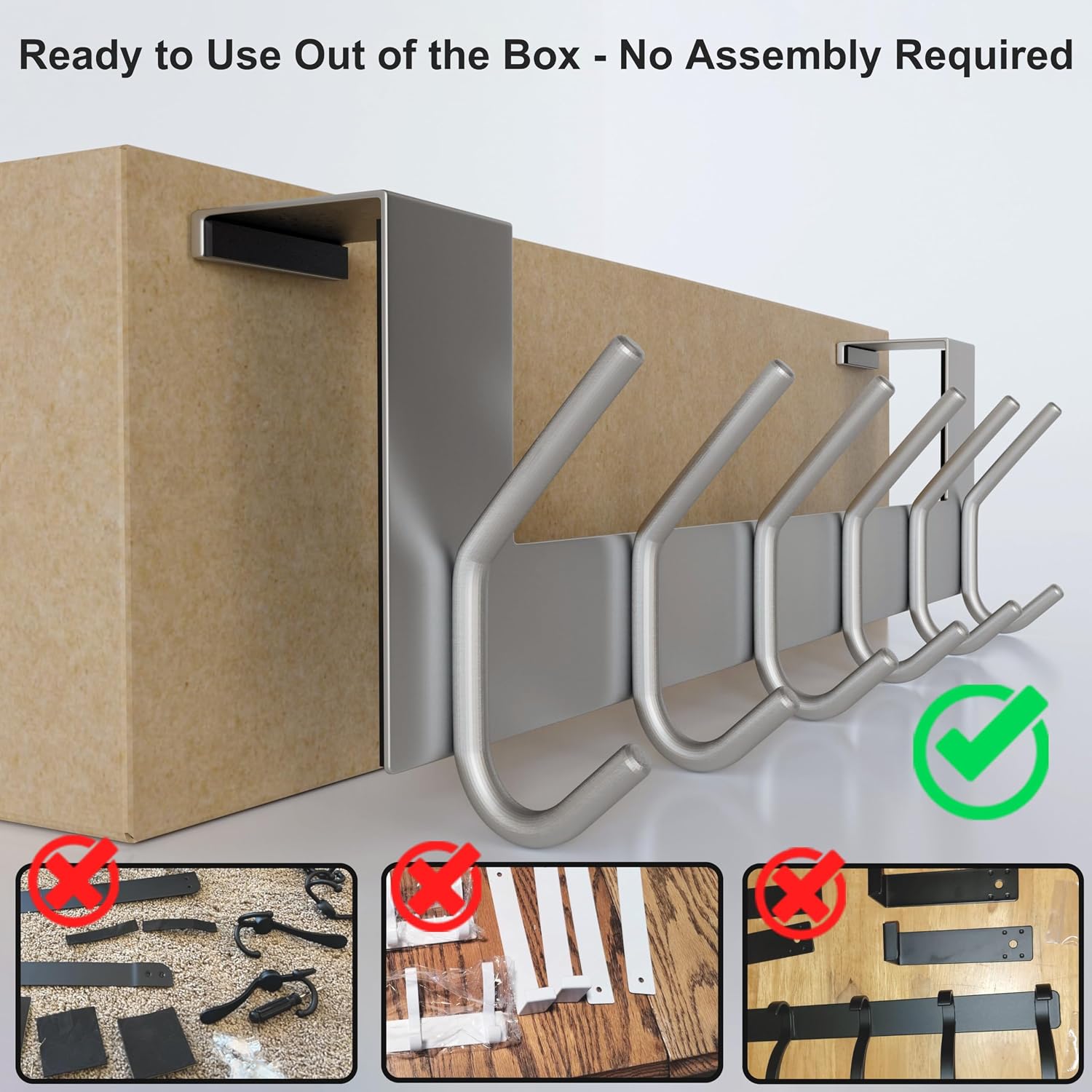 6 Hooks Silver Over Door Hanger Set