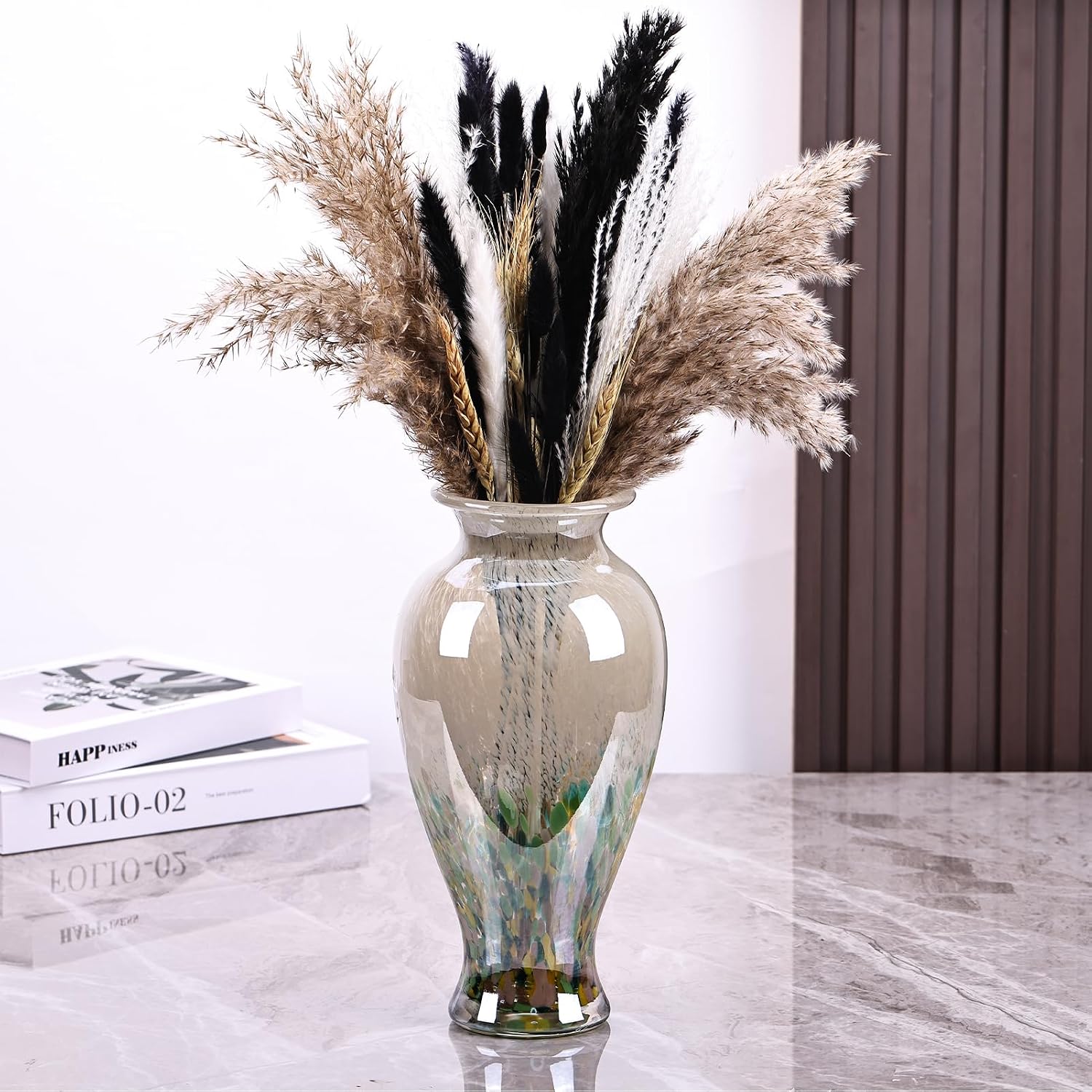 Tall Green Opaque Glass Vase