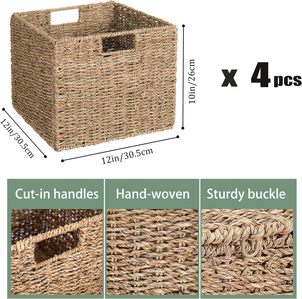 4 Pack 12x12 Seagrass Storage Bins