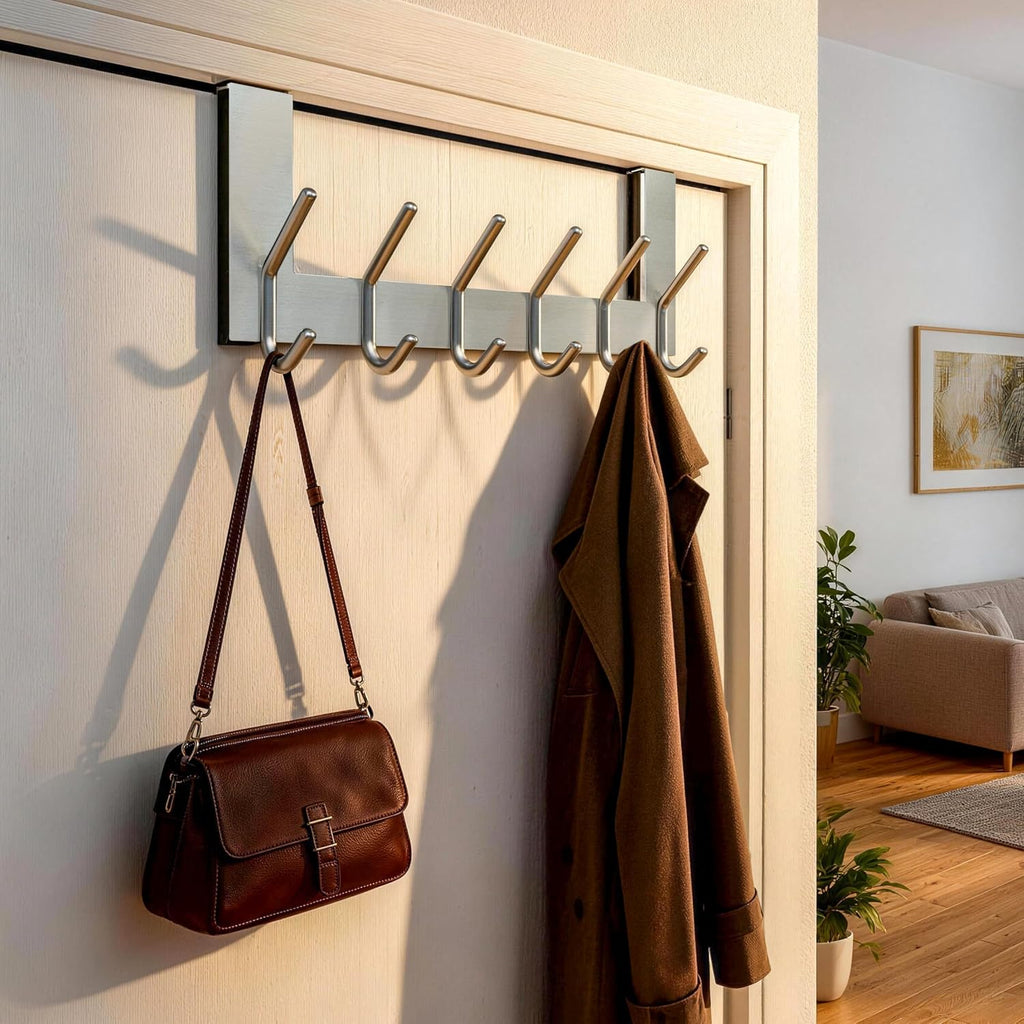 6 Hooks Silver Over Door Hanger Set