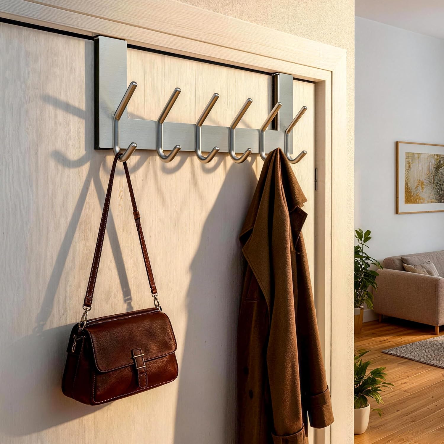 6 Hooks Silver Over Door Hanger Set