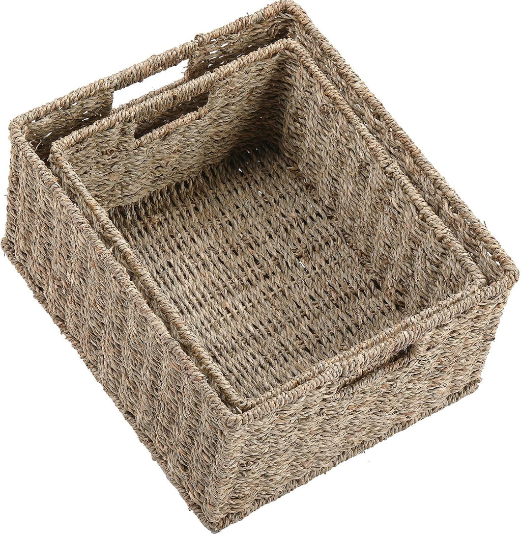 Large Seagrass Storage Baskets 2 Pack Natural