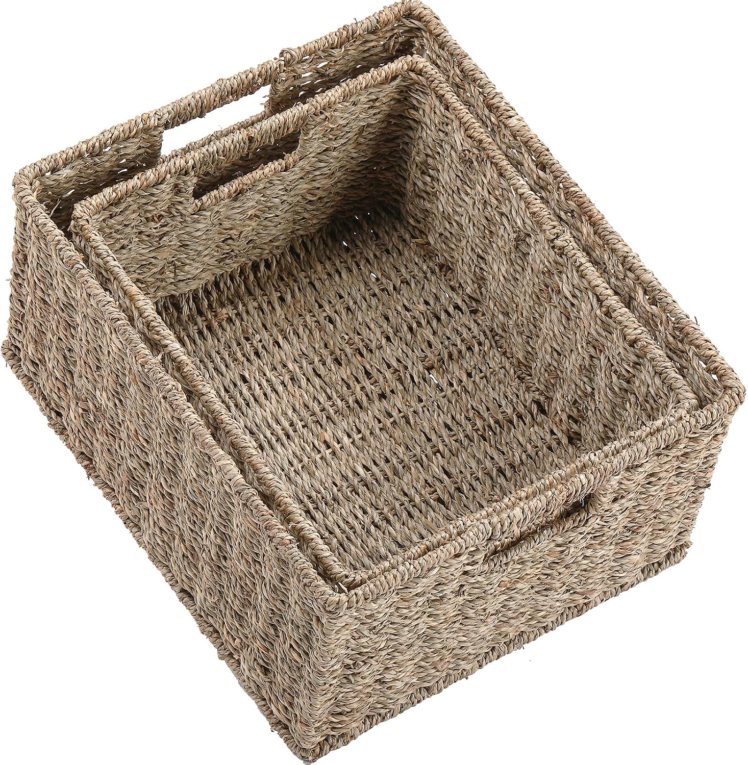 Large Seagrass Storage Baskets 2 Pack Natural