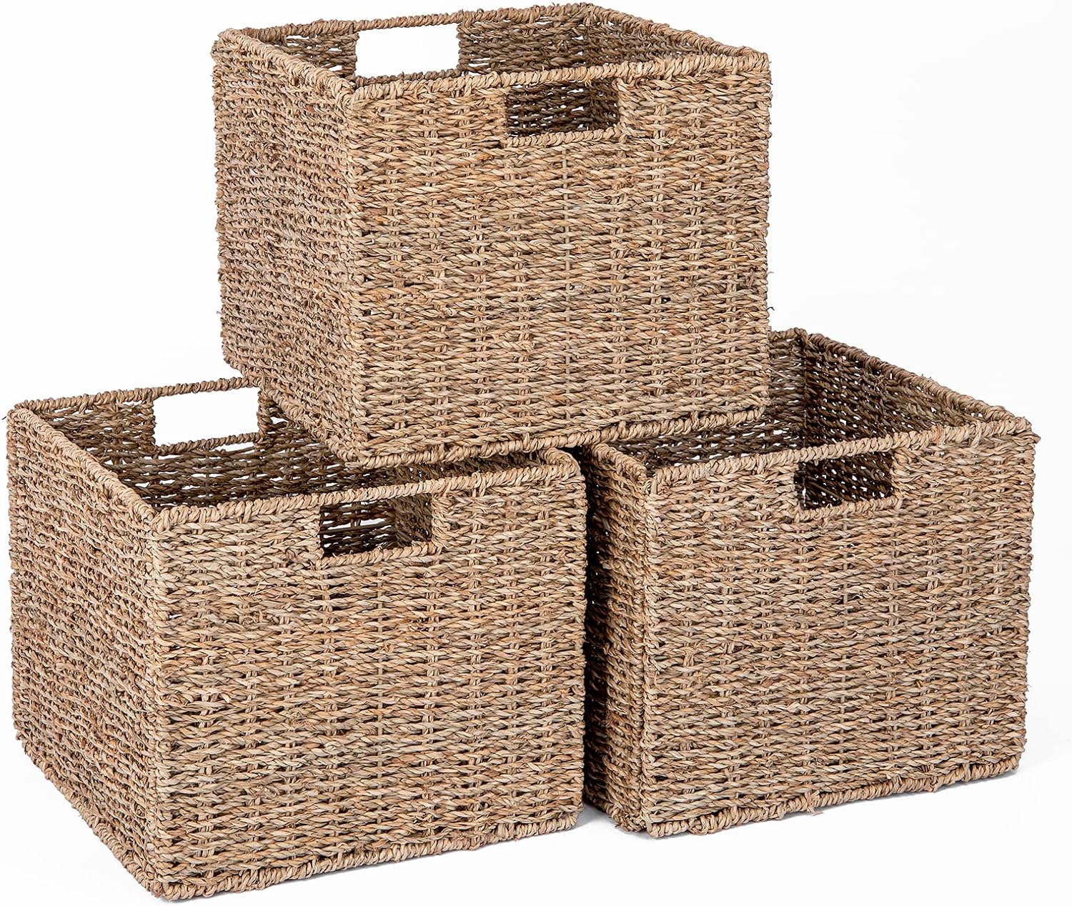 3 Pack Cube Wicker Storage Baskets