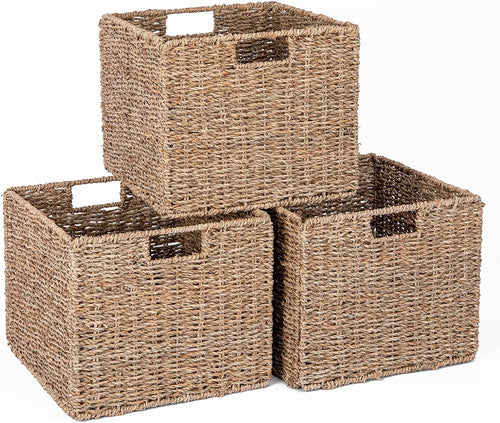 3 Pack Cube Wicker Storage Baskets