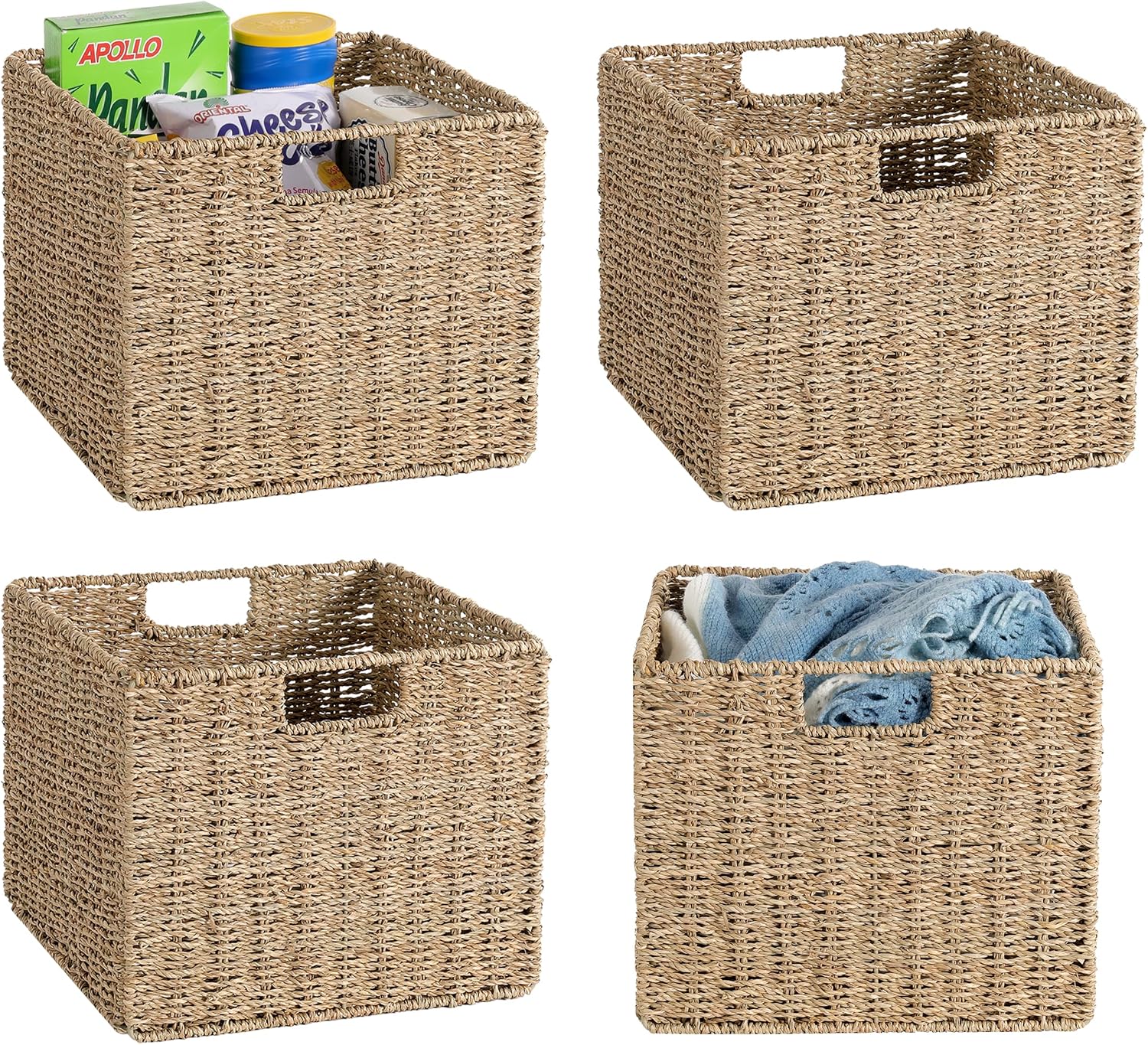 4 Pack 12x12 Seagrass Storage Bins